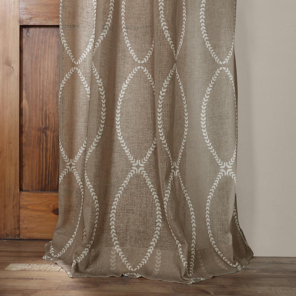 Curtain - Grecian Grommet Printed Sheer, Taupe - GetSetHome Store