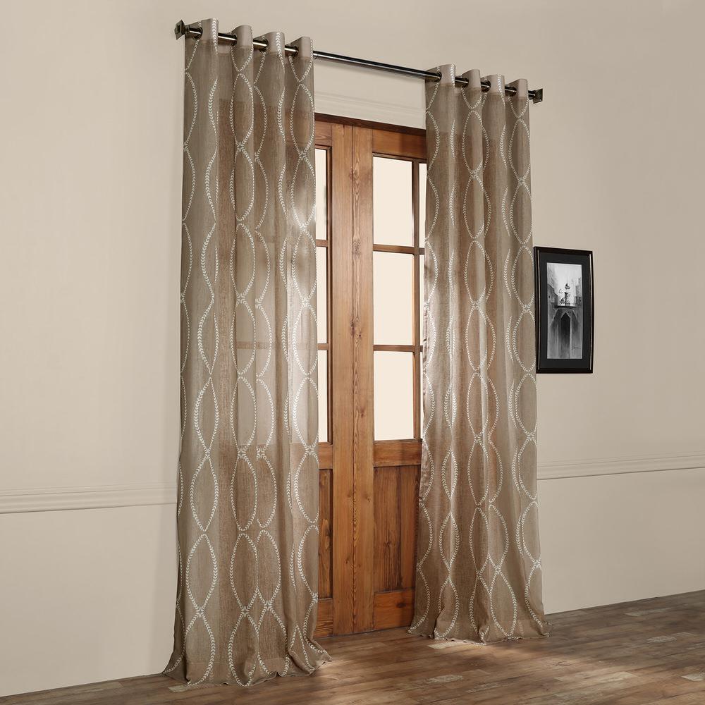 Curtain - Grecian Grommet Printed Sheer, Taupe - GetSetHome Store