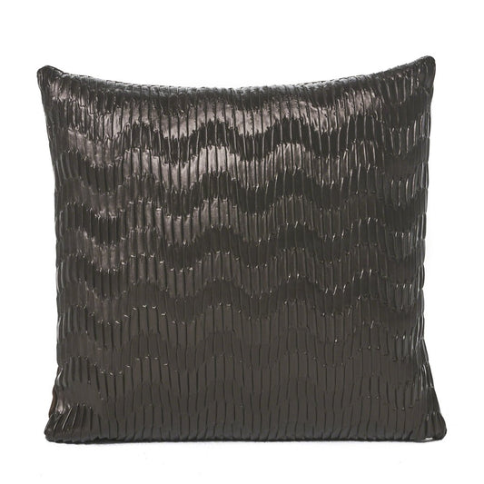 Pillow ~ Rakel Faux Leather Posh Pillow, 17" x 17", Silver (1 Only) - GetSetHome Store