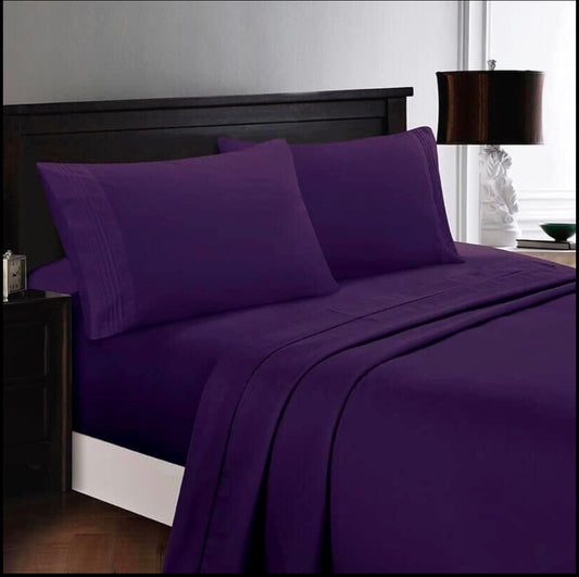 Queen ~3500 Series Bedding - 4 Piece Bed Sheet Set, Eggplant - GetSetHome Store