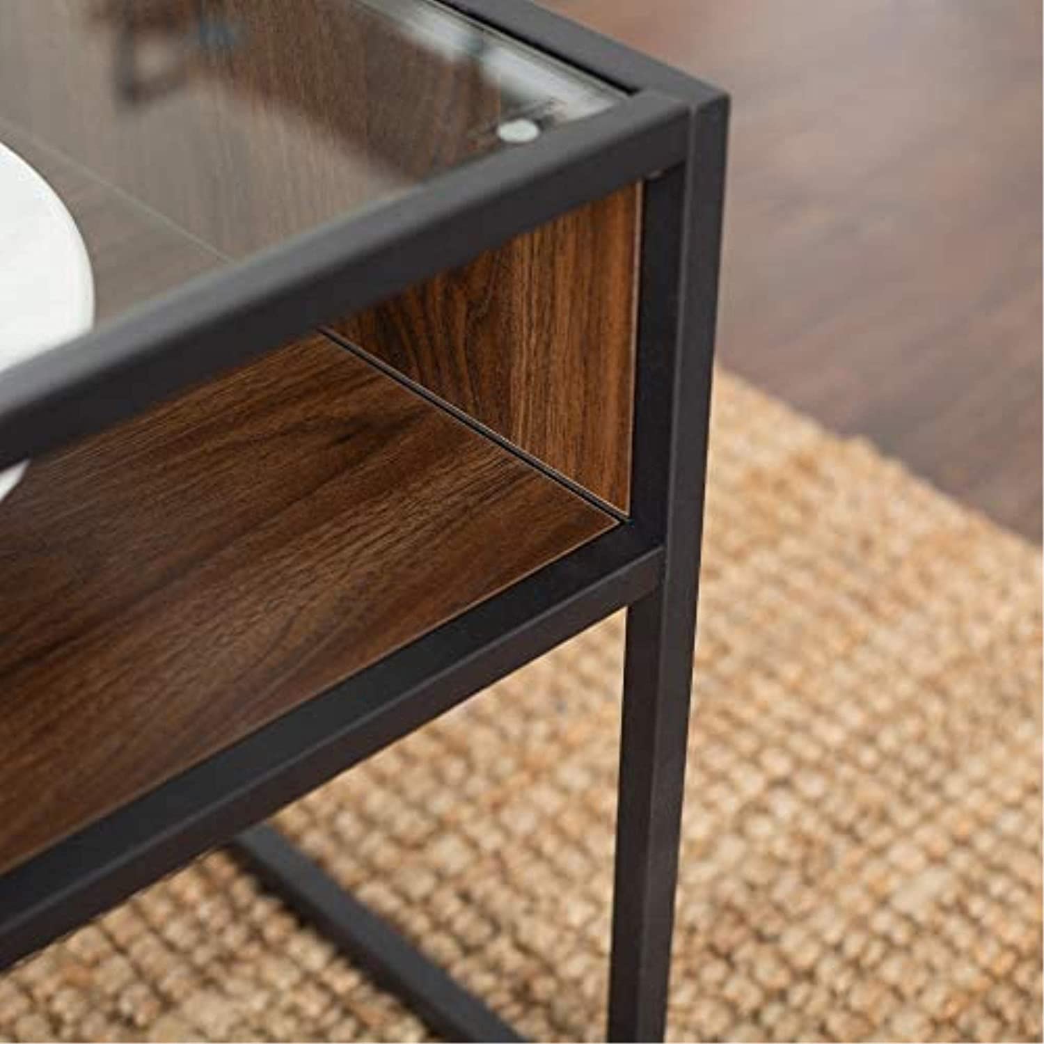 Walker Edison Industrial Modern Wood Rectangle Open Shelf Coffee Table - GetSetHome Store