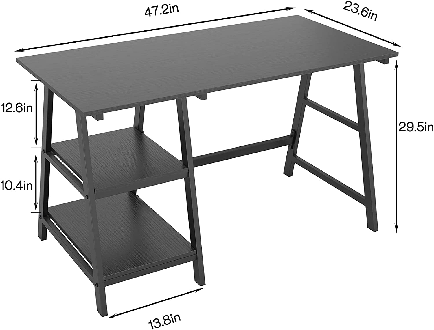 SogesHome 47 inch Computer Desk with Storage, Black, - GetSetHome Store