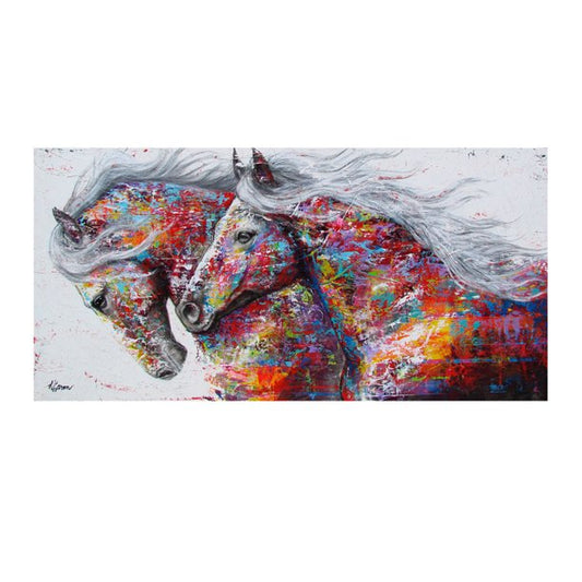 Wall Art - Running Horses Large Abstract Colorful Horse canvas - GetSetHome Store