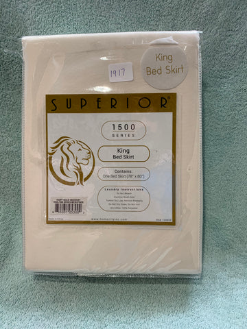 King Bed Skirt ~ 78" by 80" ~ Ivory Colour 15" drop ~ by Superior - GetSetHome Store