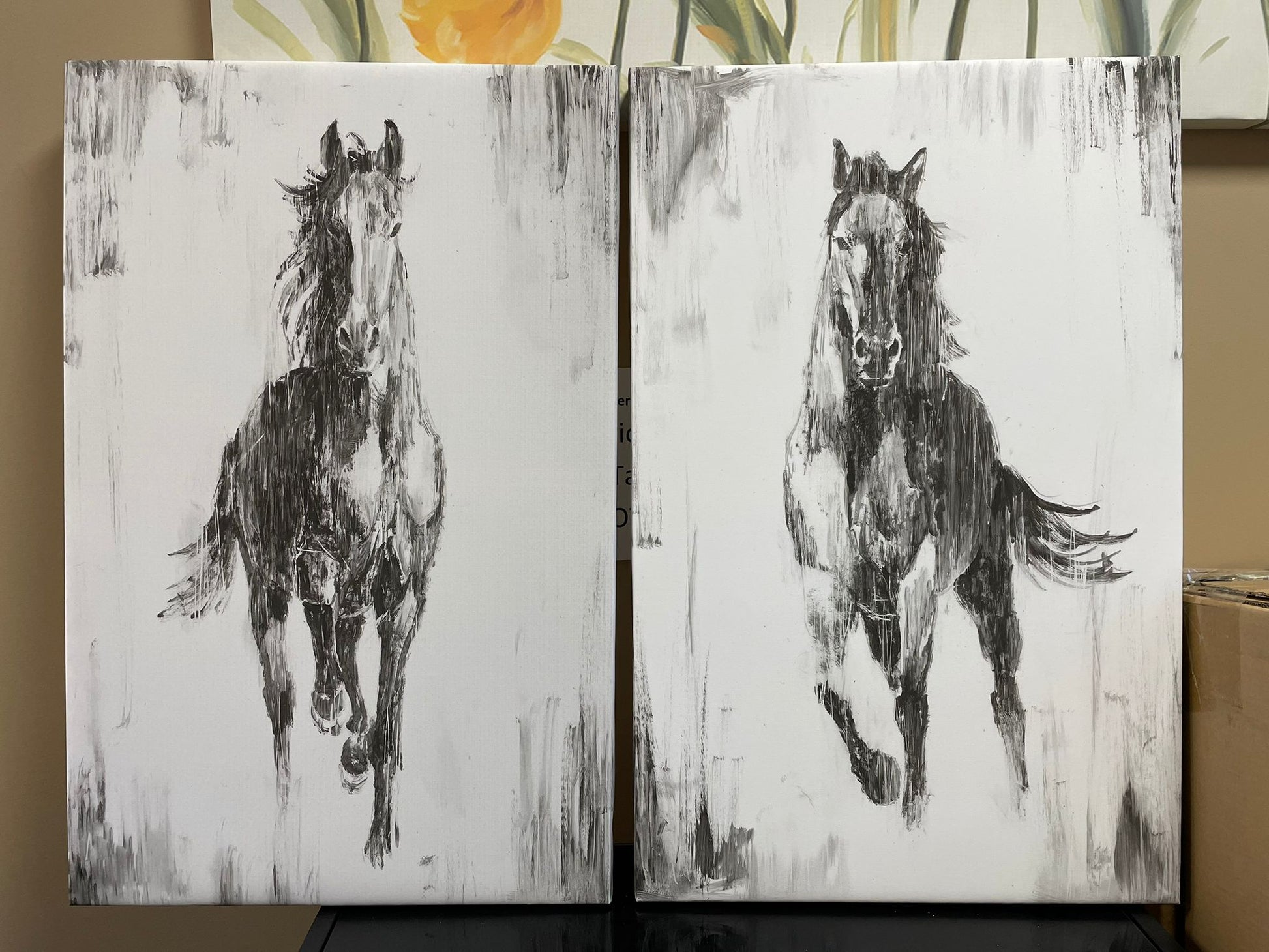 Rustic Black Stallion Set of 2 - Wrapped Canvas Print 20" x 32" (each) - GetSetHome Store