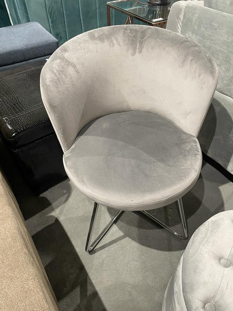 Grey Accent Chair with Silver Legs (Set of 2) - GetSetHome Store