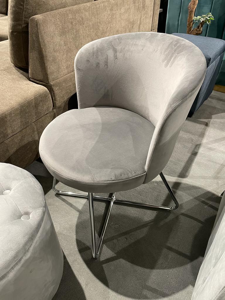 Grey Accent Chair with Silver Legs (Set of 2) - GetSetHome Store