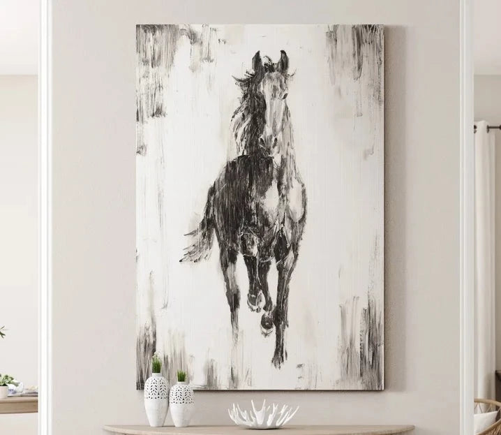 Rustic Black Stallion Set of 2 - Wrapped Canvas Print 20" x 32" (each) - GetSetHome Store