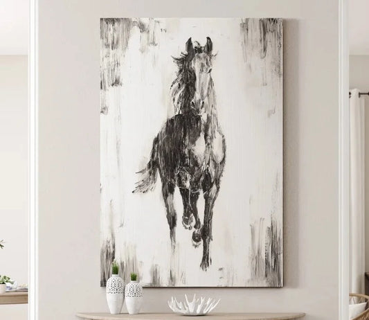 Rustic Black Stallion Set of 2 - Wrapped Canvas Print 20" x 32" (each) - GetSetHome Store