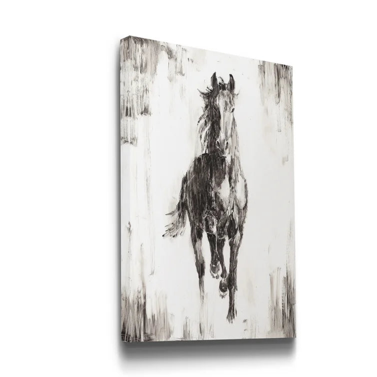 Rustic Black Stallion Set of 2 - Wrapped Canvas Print 20" x 32" (each) - GetSetHome Store