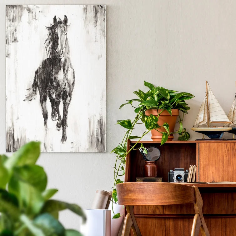 Rustic Black Stallion Set of 2 - Wrapped Canvas Print 20" x 32" (each) - GetSetHome Store