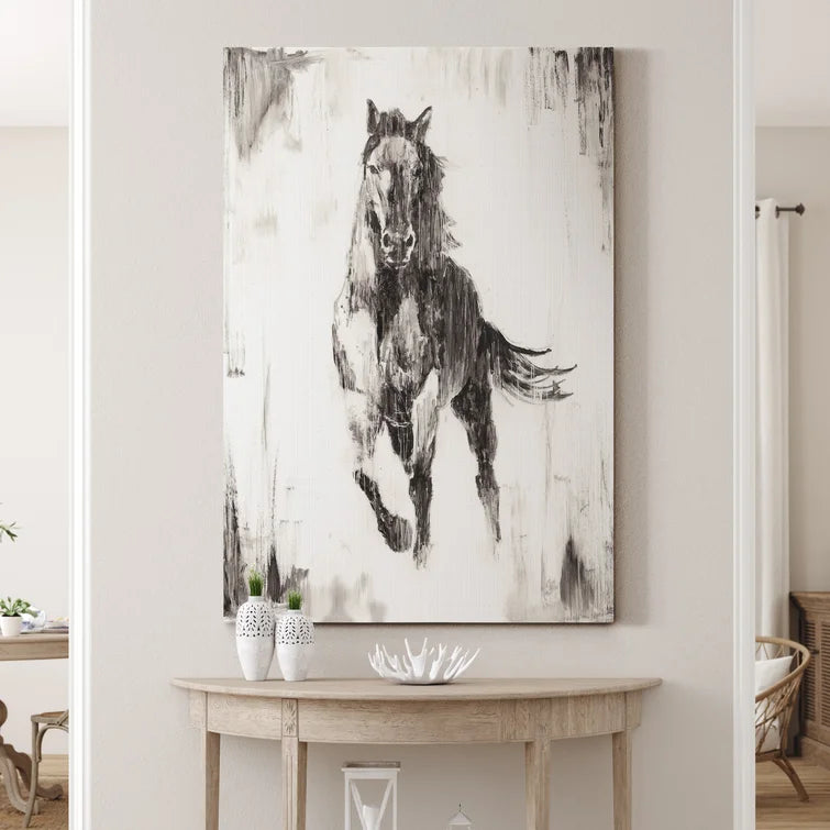 Rustic Black Stallion Set of 2 - Wrapped Canvas Print 20" x 32" (each) - GetSetHome Store