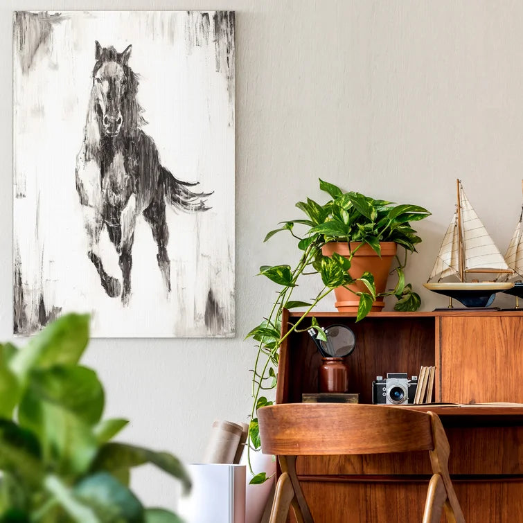 Rustic Black Stallion Set of 2 - Wrapped Canvas Print 20" x 32" (each) - GetSetHome Store