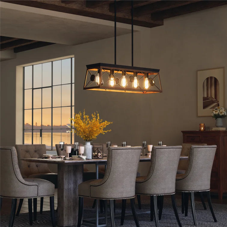 5 - Light Dimmable Kitchen Island Square / Rectangle Chandelier - GetSetHome Store