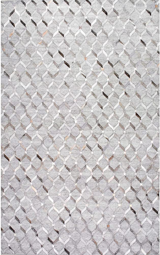 Gray Cowhide Ogee Trellis Area Rug 5' x 8' - GetSetHome Store