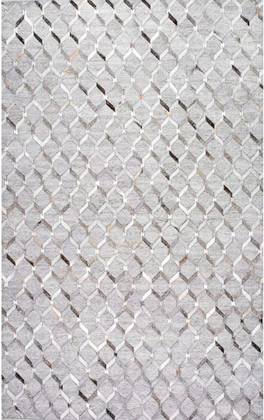 Gray Cowhide Ogee Trellis Area Rug 5' x 8' - GetSetHome Store