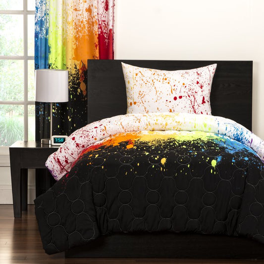 Twin - Crayola® Cosmic Burst Reversible 2 Piece Comforter Set, Black - GetSetHome Store