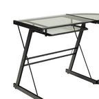 Walker Edison - L-Shaped Modern Glass Corner Computer Desk - Black Clear - GetSetHome Store