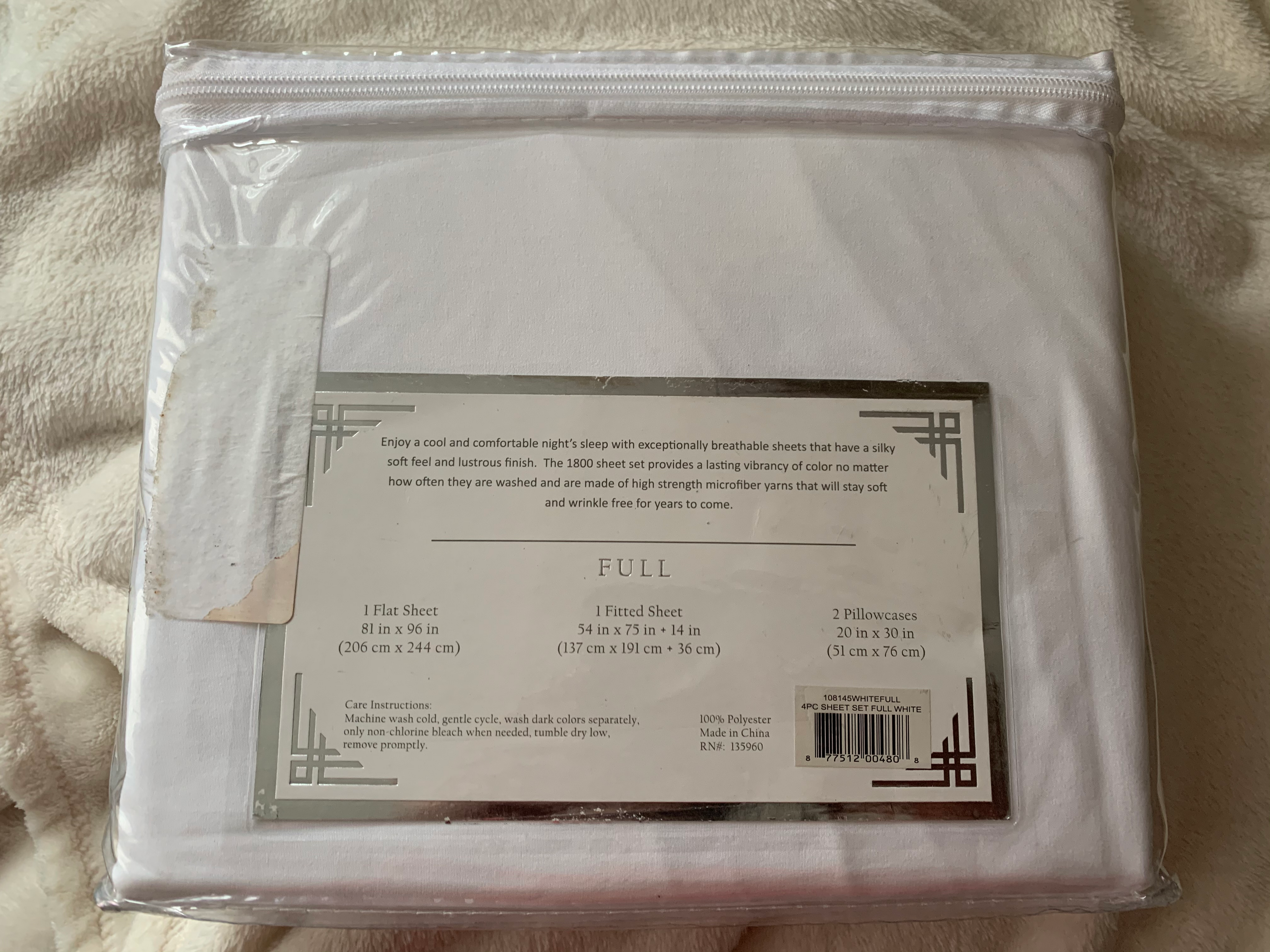 FULL ~ Bed Sheets 4 Piece Set- 1800 Series Collection, White - GetSetHome Store