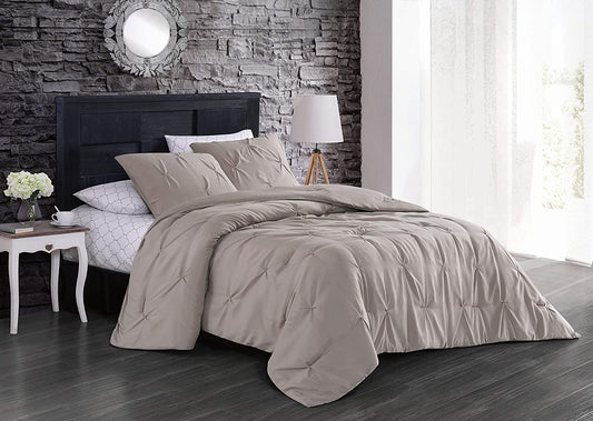 Bedding ~ Geneva Home Fashion Flynn 7-Piece Comforter Set, KING, Taupe - GetSetHome Store