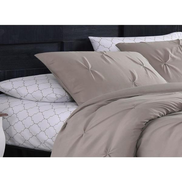 Bedding ~ Geneva Home Fashion Flynn 7-Piece Comforter Set, KING, Taupe - GetSetHome Store