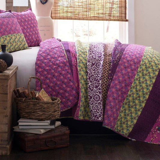 King ~ Somerton 3 Piece Quilt by World Menagerie, Royal Empire Plum - GetSetHome Store