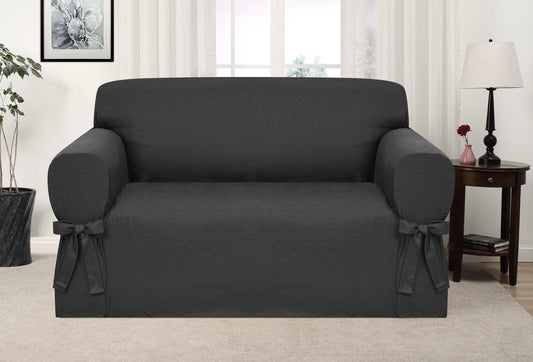 Kathy Ireland Garden Retreat Slipcover Loveseat, Charcoal Colour - GetSetHome Store