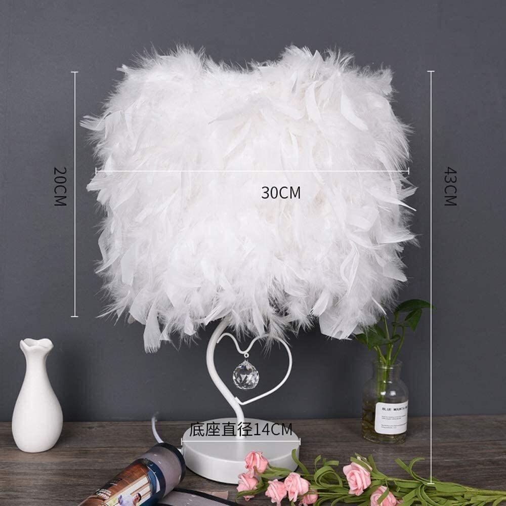 Heart Shape Feather Lampshade Crystal Light Table Lamp - GetSetHome Store