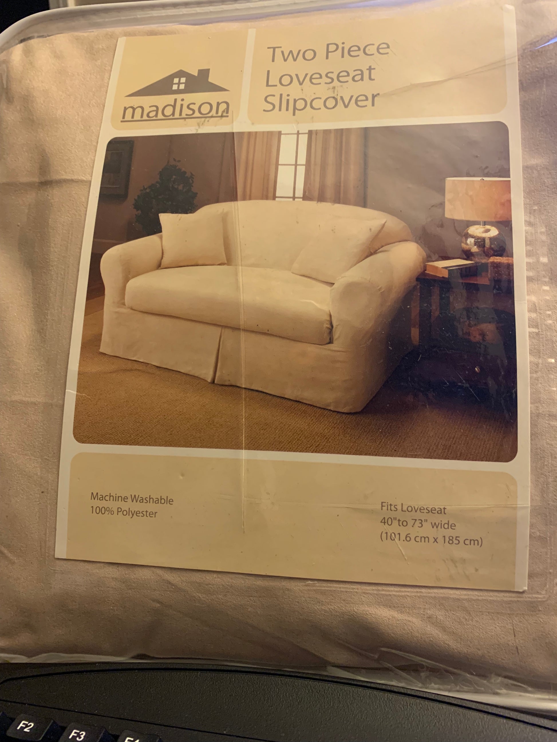 Madison Two Piece Suede Loveseat Slipcover Beige, - GetSetHome Store