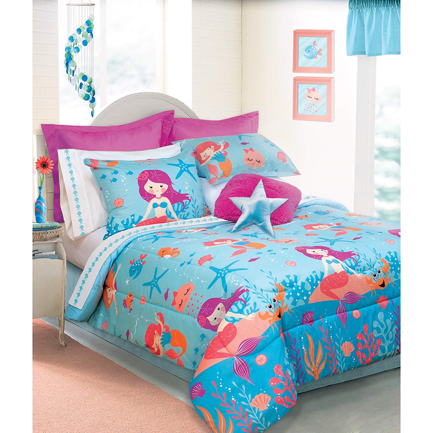 Safdie & Co. Collection Adella 3 Piece Comforter Set, Mermaid Double/QUEEN - GetSetHome Store