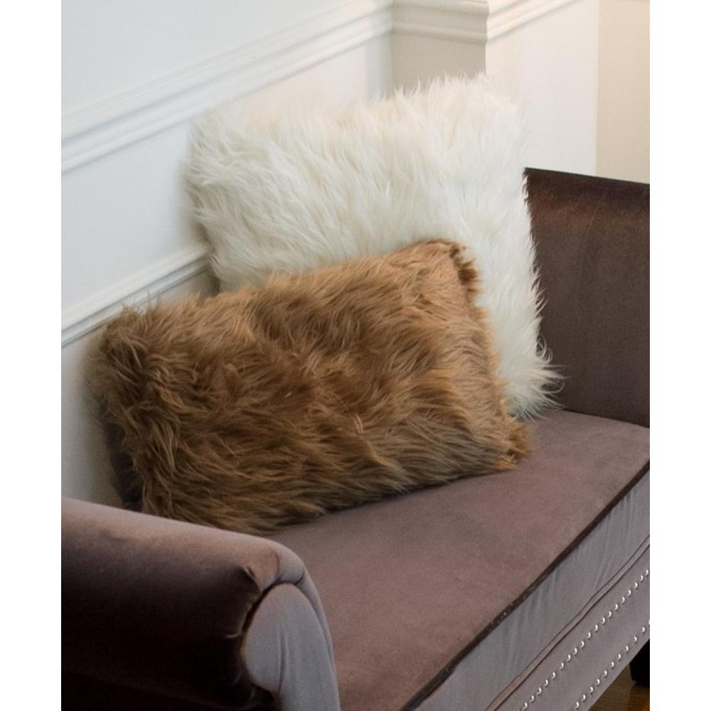 Pillow ~ Belton Faux Fur Pillow, Tan, 12 inch by 20 inch - GetSetHome Store