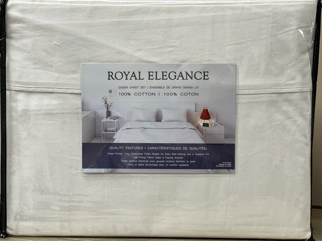 Cotton House - 100% Cotton Sheet Set Queen Ivory - GetSetHome Store