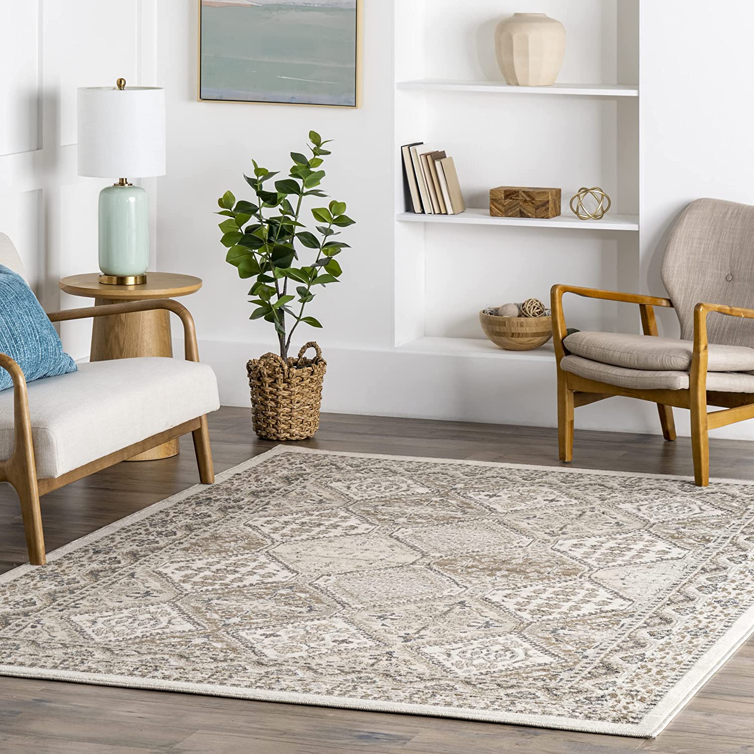 nuLOOM Becca Traditional Tiled Area Rug, 5' x 8', Beige - GetSetHome Store