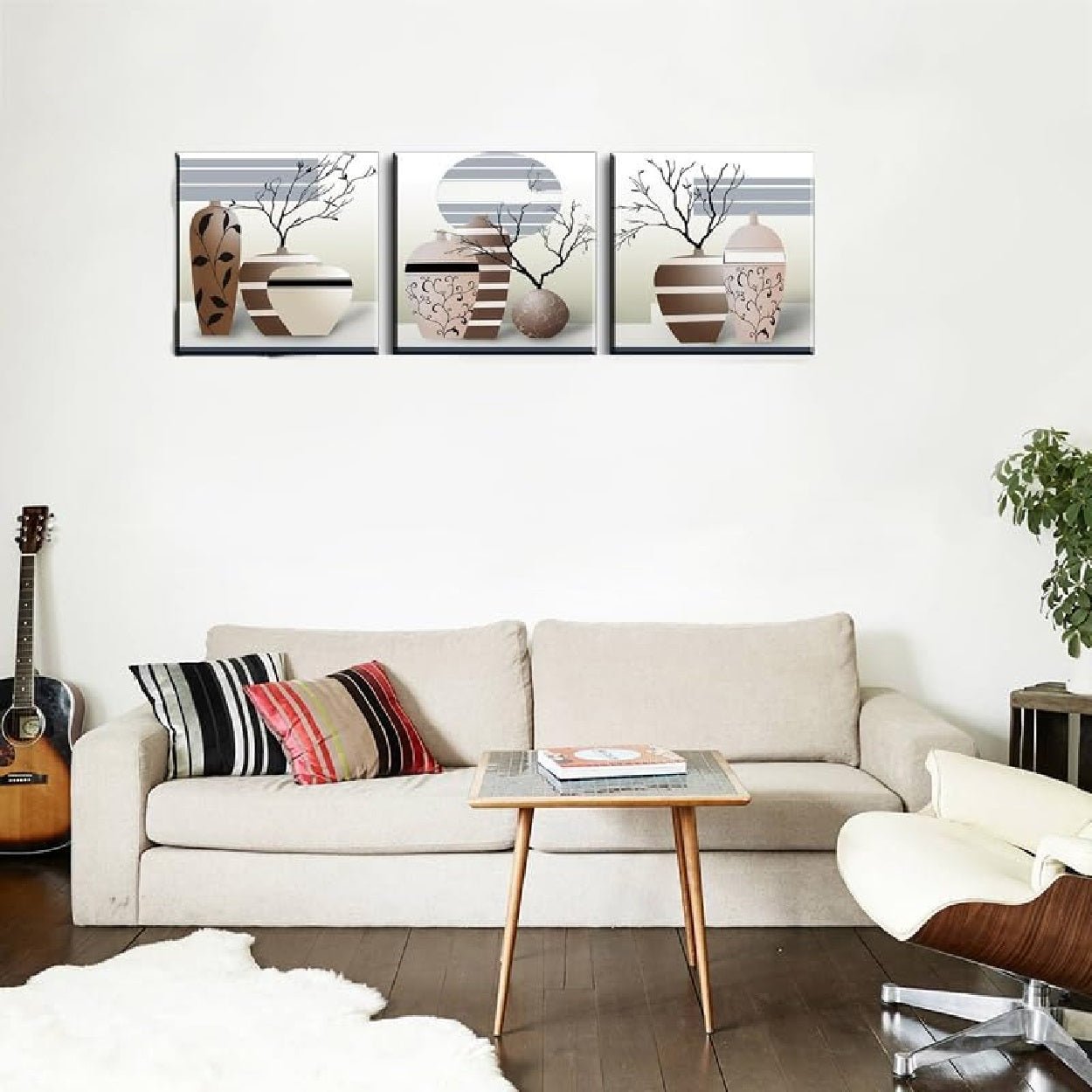 Vases Stretched Canvas Wall Art (12"x12" x3p)