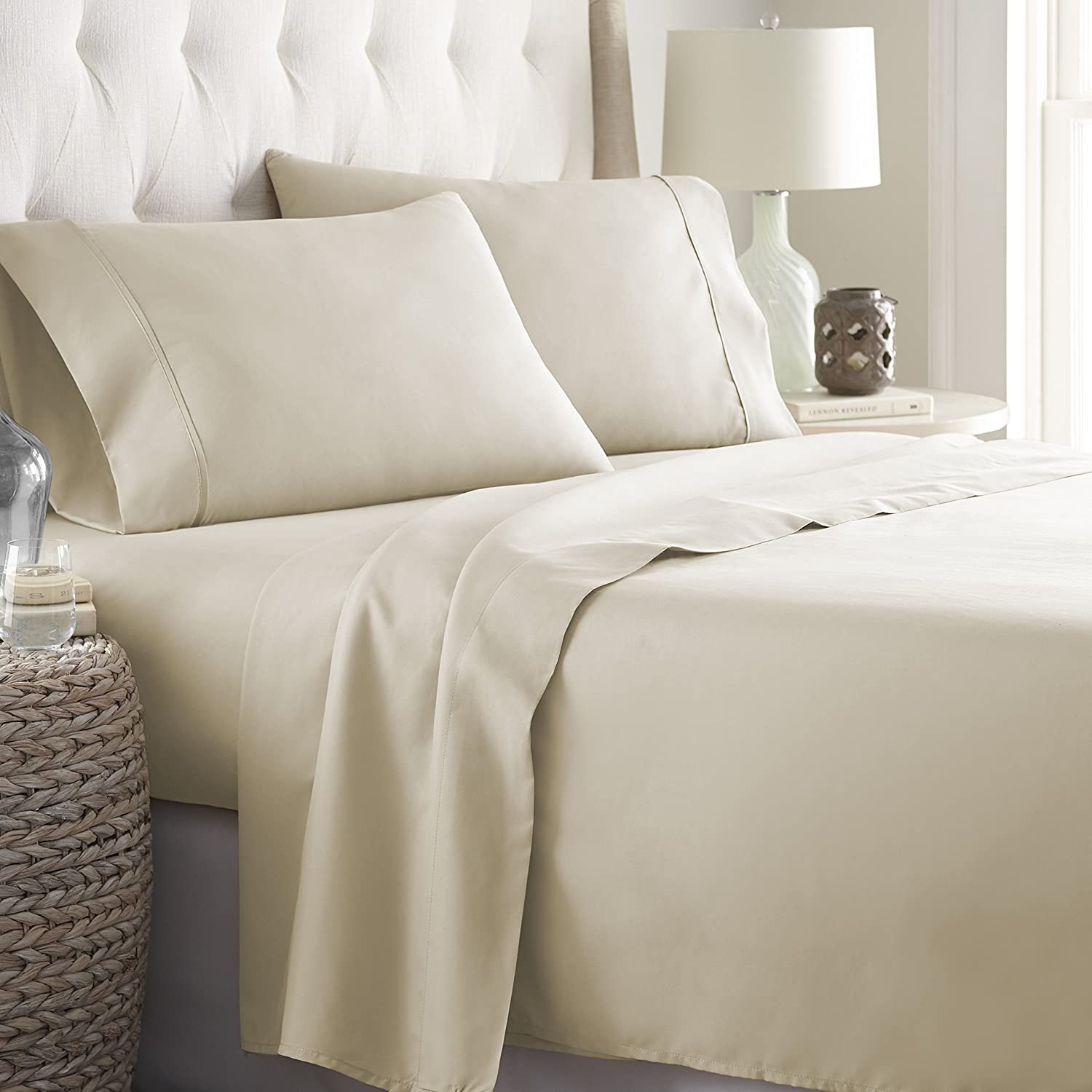 FULL ~1800 Series Bedding - 4 Piece Bed Sheet Set, Cream