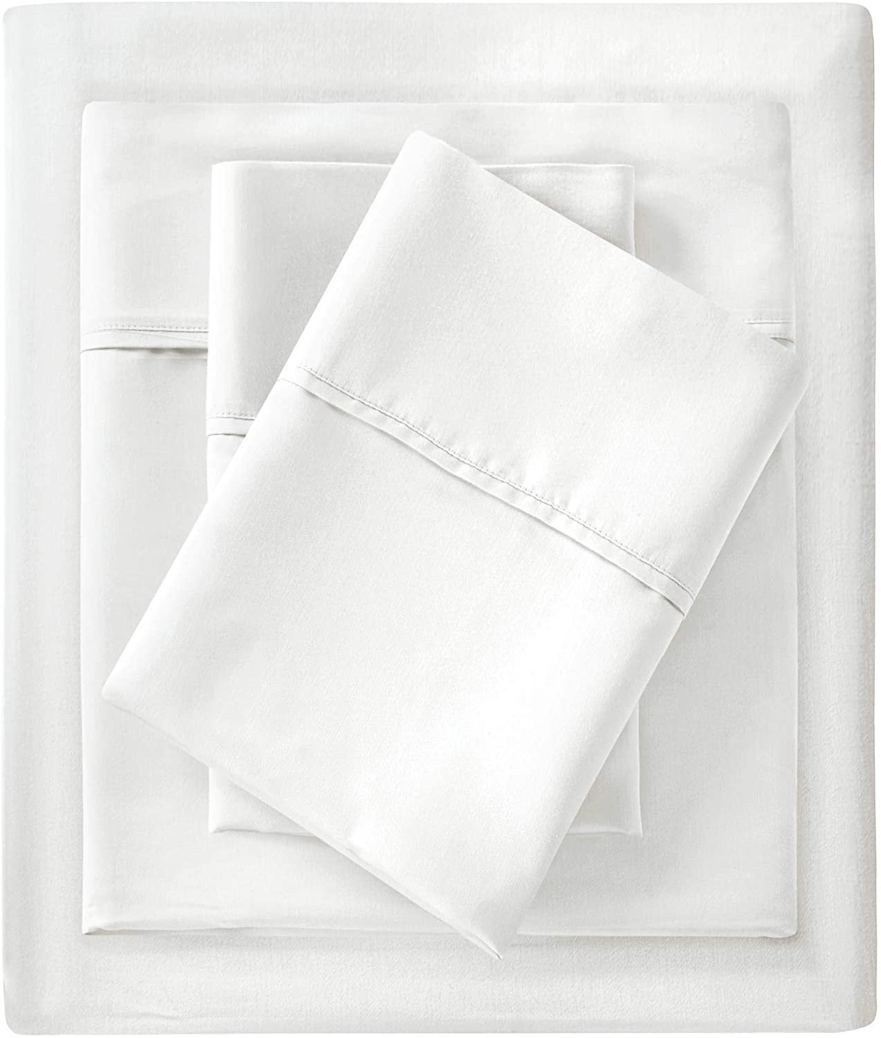 Cal King - Madison Park MP20-4842 Cotton Rich Sheet Set, White
