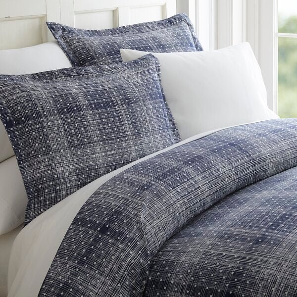Twin / XL - Polka Dot Patterned Twin 2-Piece Duvet Cover Set, Navy