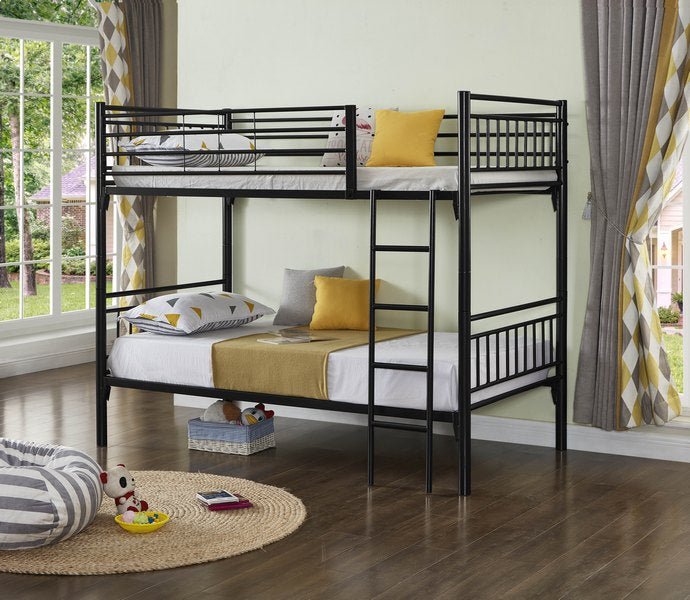 Black Metal Railing Bunk-Bed