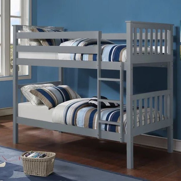 Grey Solid Wood Bunk Bed - (TWIN/TWIN)