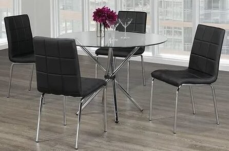5 Pieces Laura Dining Set - Black Chairs