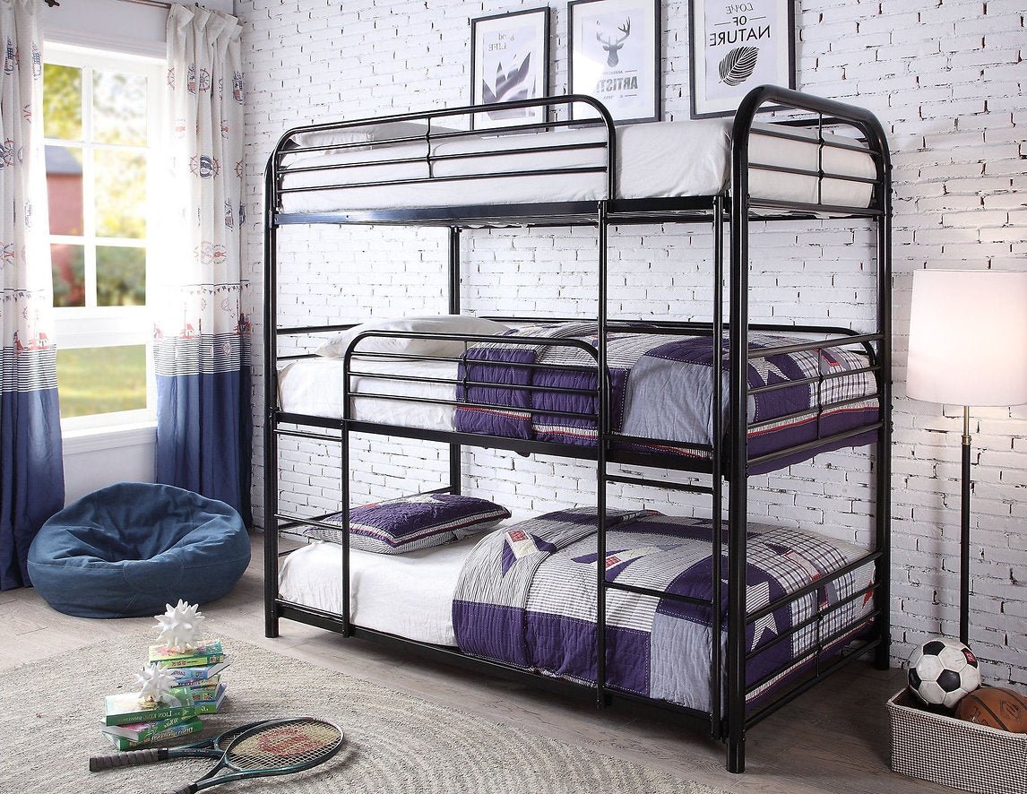 BLACK METAL TRIPLE TWIN BUNK BED