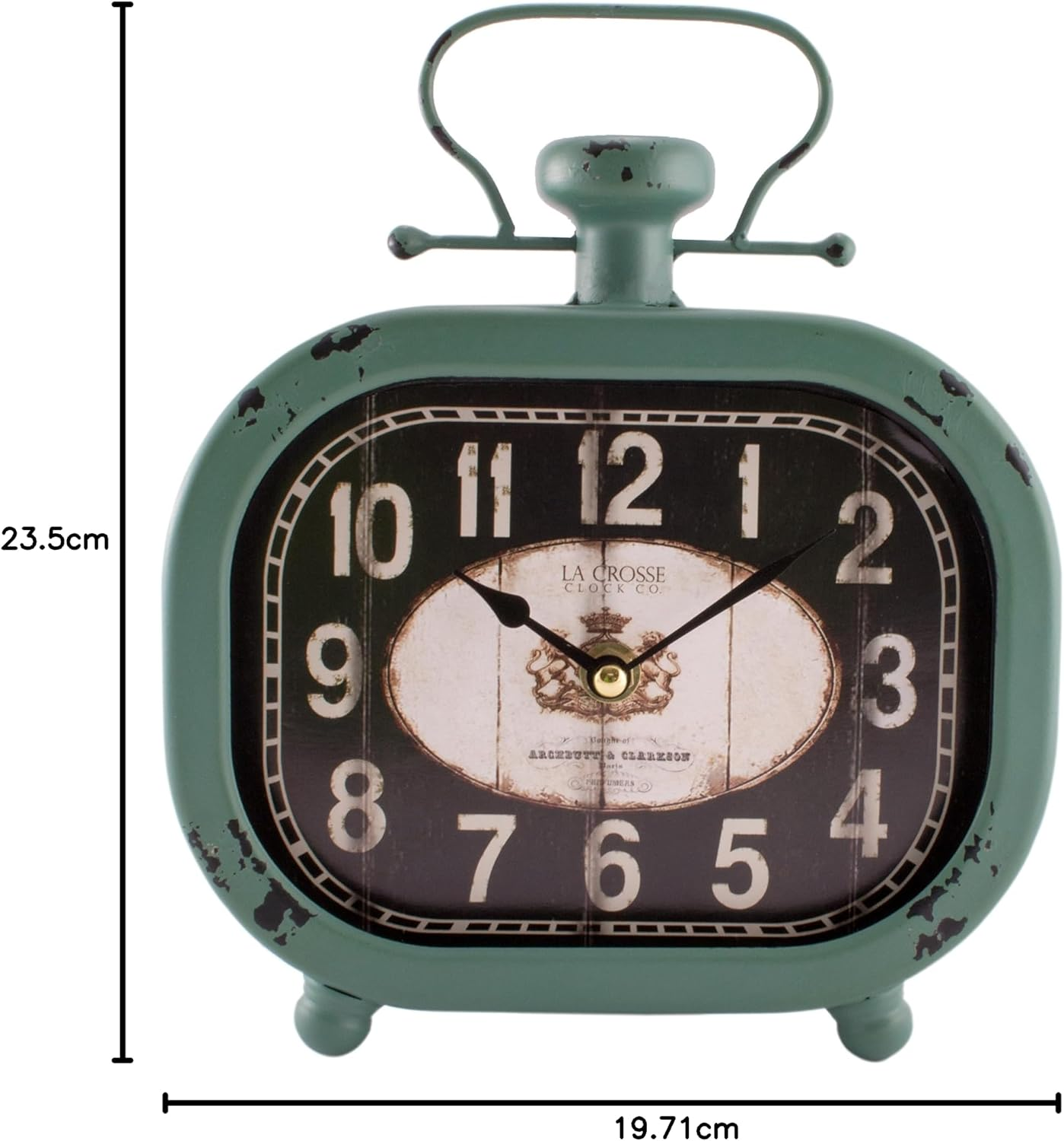 La Crosse Distressed Teal Metal Clock - Image 3