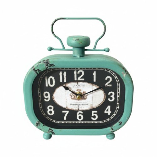 Distressed Teal Quartz Metal Decorative Clock - Image 3