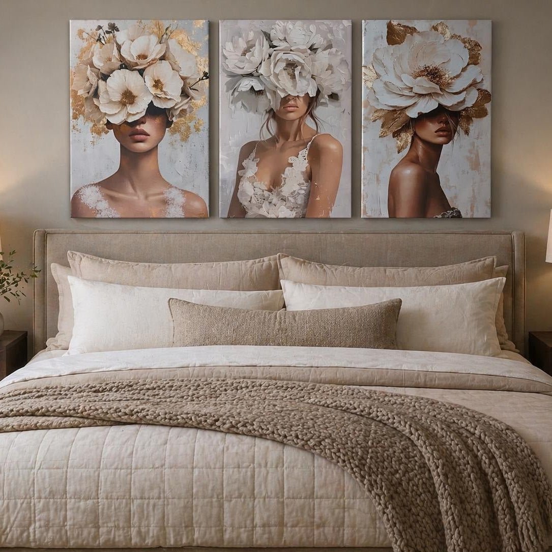 Modern Golden Petal Silhouette Wall Art Set - 18" x 27" Set