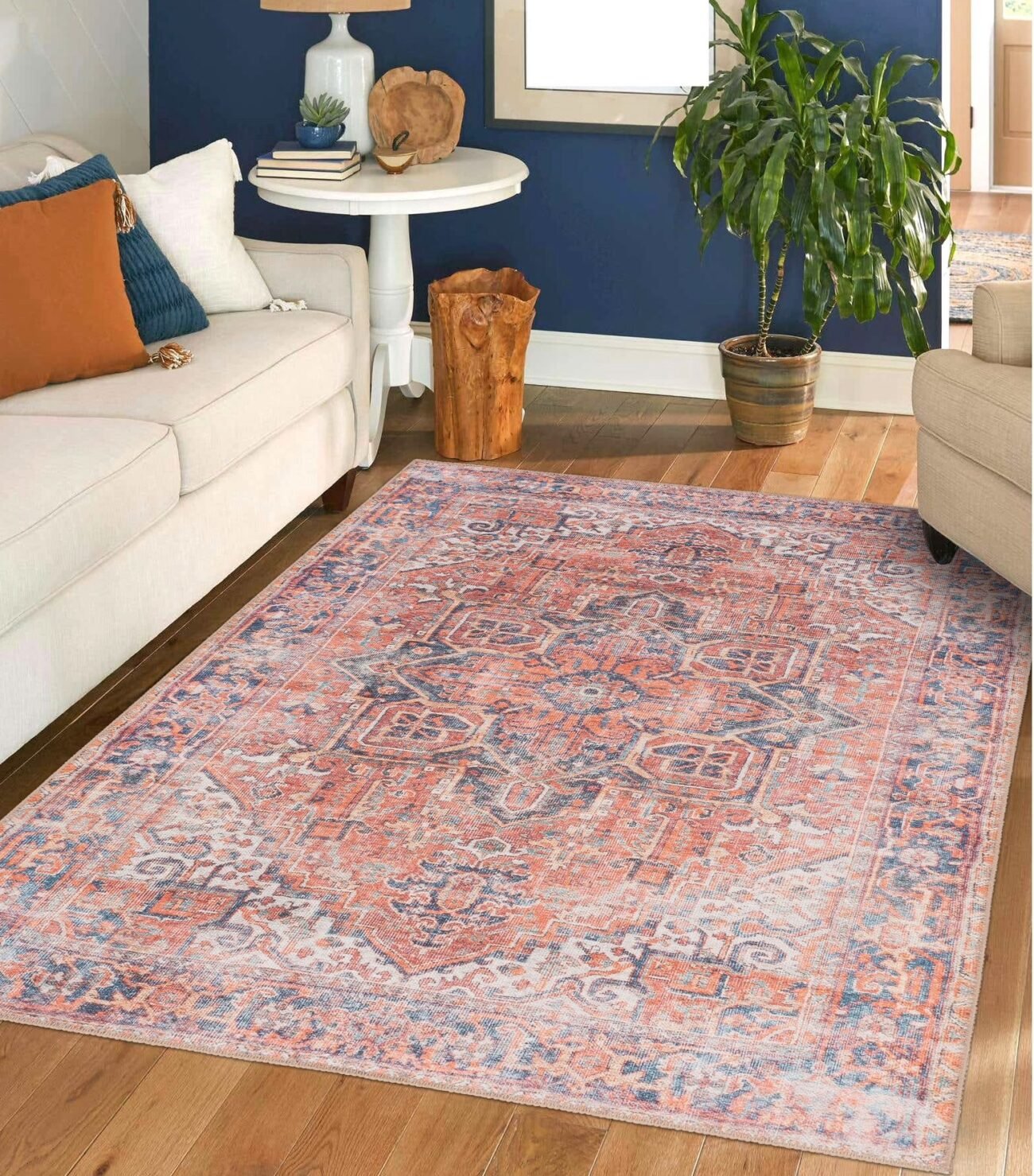 Aura Spill Proof Washable Indoor Area Rug Living Room, Entryway, Bedroom, Kids Room, 8 ft x 10 ft