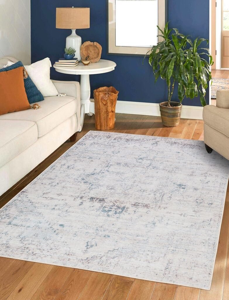 Aura Washable Spill Proof Beige Multi Area Rug - Image 2